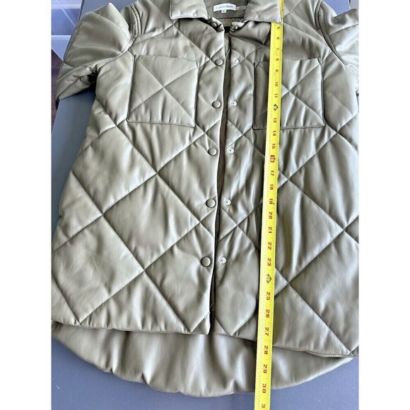 Calvin Klein Women's Jacket Faux Leather Quilted Coat Olive Green size S - Picture 5 of 7